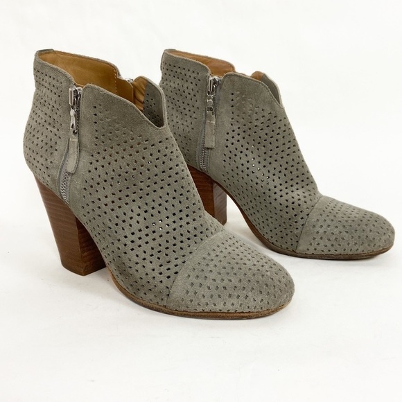 Rag and Bone Margot Boot Perforated Leather Suede Dual Side Zipper Ankle Booties - Picture 2 of 16